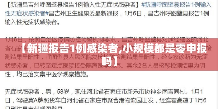 【新疆报告1例感染者,小规模都是零申报吗】