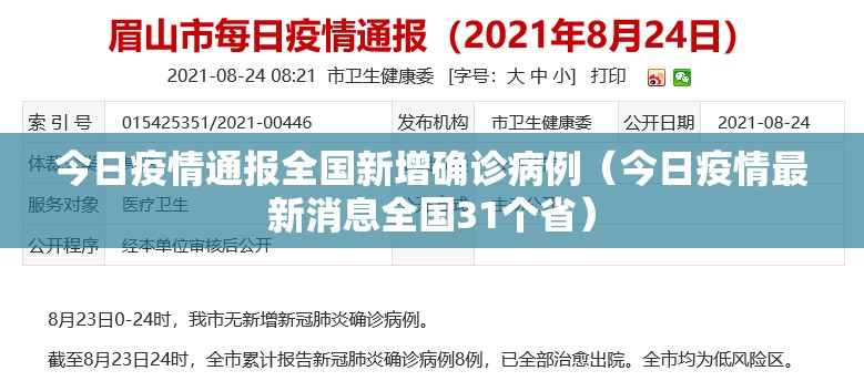 今日疫情通报全国新增确诊病例（今日疫情最新消息全国31个省）