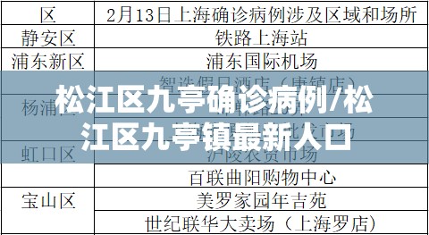 松江区九亭确诊病例/松江区九亭镇最新人口 松江区九亭确诊病例/松江区九亭镇最新人口