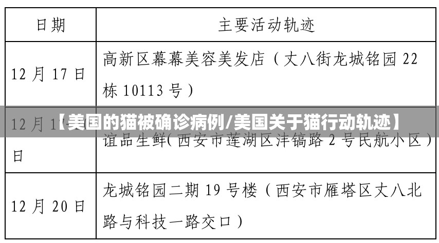 【美国的猫被确诊病例/美国关于猫行动轨迹】