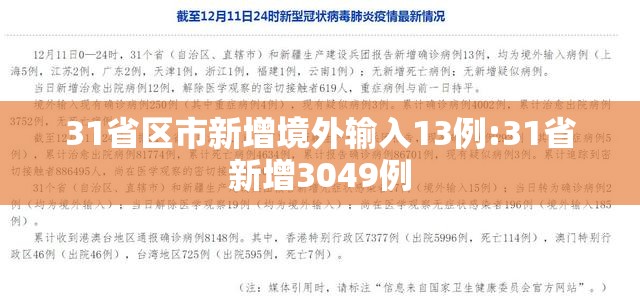 31省区市新增境外输入13例:31省新增3049例