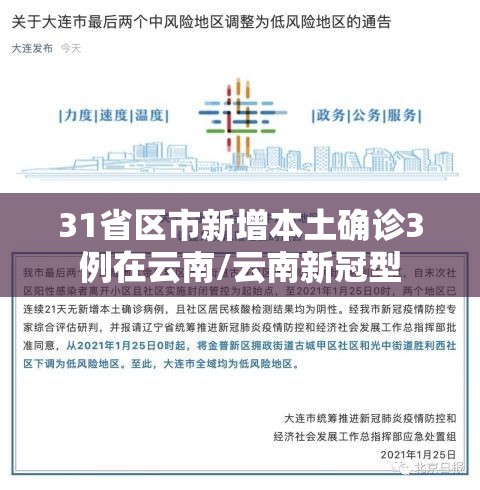 31省区市新增本土确诊3例在云南/云南新冠型 31省区市新增本土确诊3例在云南/云南新冠型