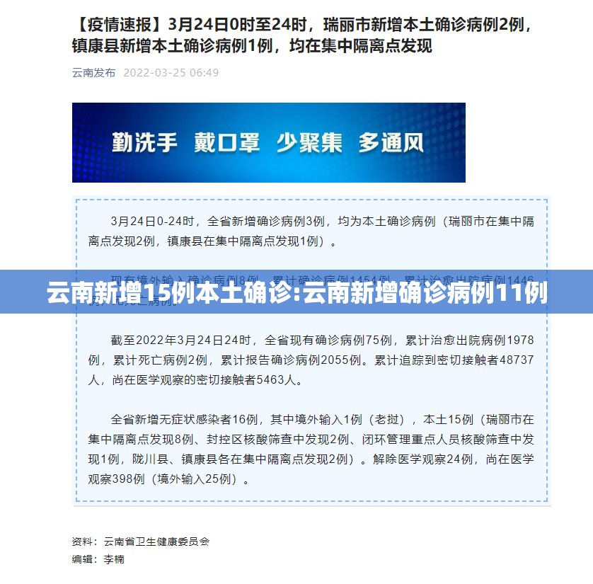 云南新增15例本土确诊:云南新增确诊病例11例 云南新增15例本土确诊:云南新增确诊病例11例