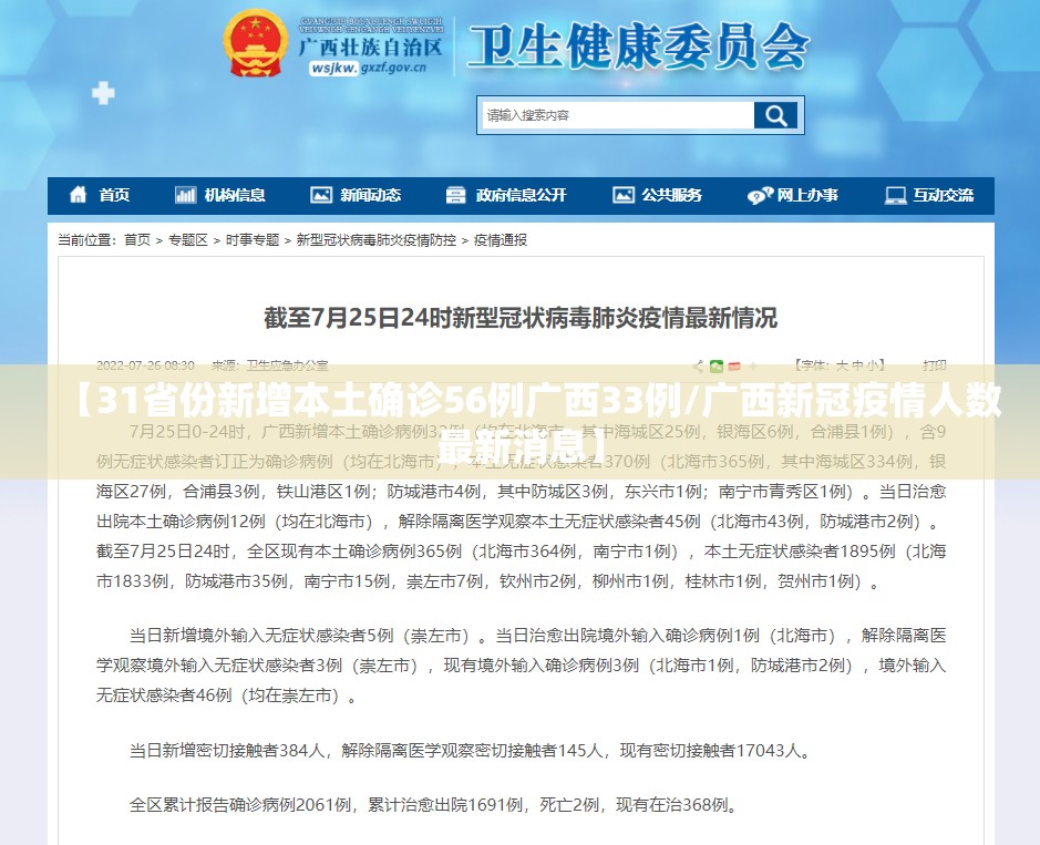 【31省份新增本土确诊56例广西33例/广西新冠疫情人数最新消息】 【31省份新增本土确诊56例广西33例/广西新冠疫情人数最新消息】