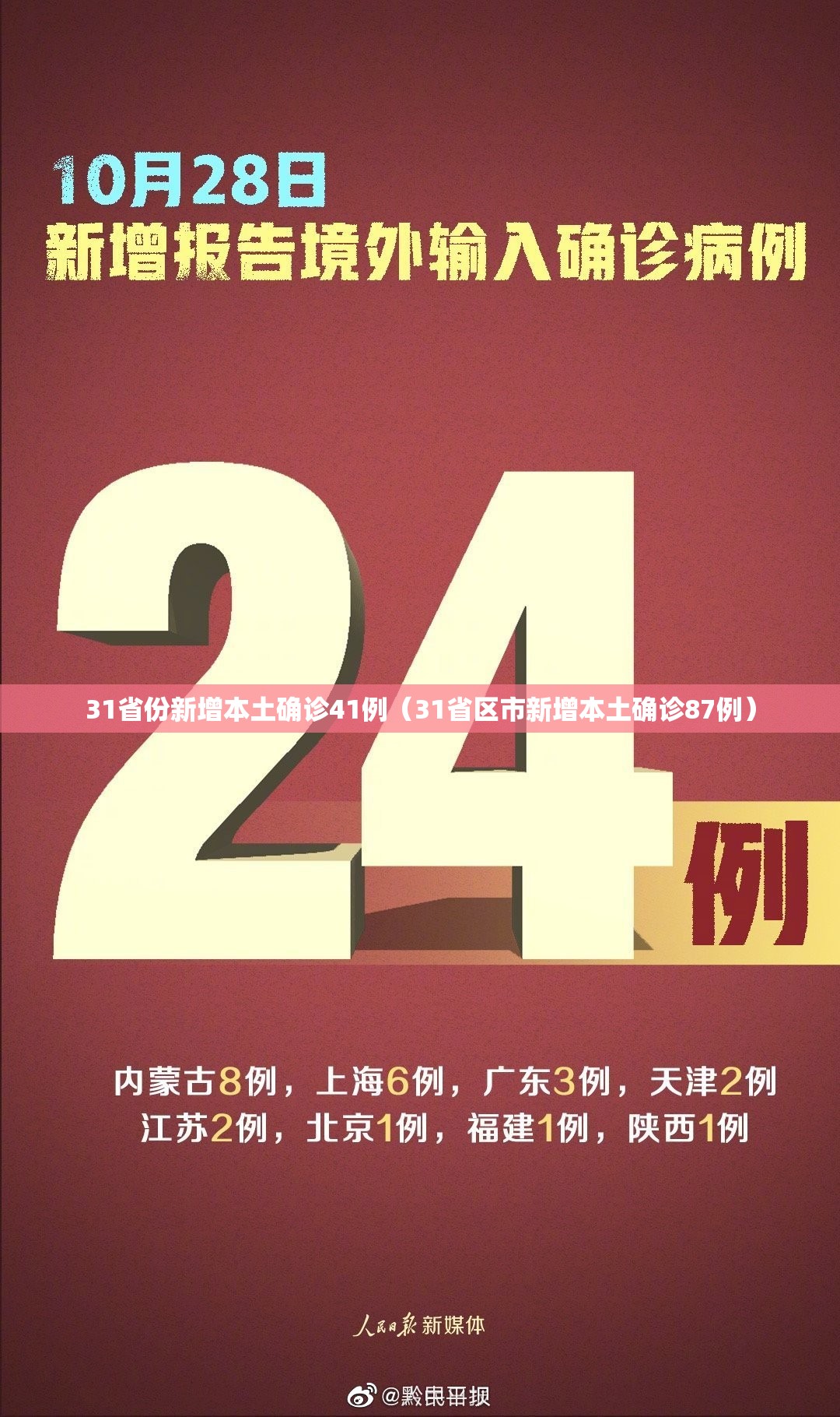 31省份新增本土确诊41例（31省区市新增本土确诊87例）