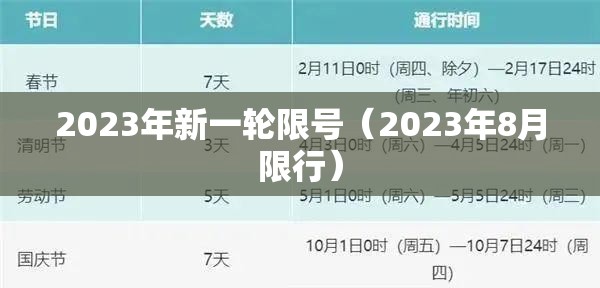 2023年新一轮限号（2023年8月限行）