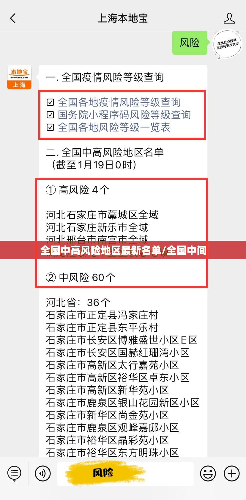 全国中高风险地区最新名单/全国中间