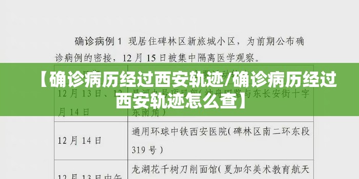 【确诊病历经过西安轨迹/确诊病历经过西安轨迹怎么查】