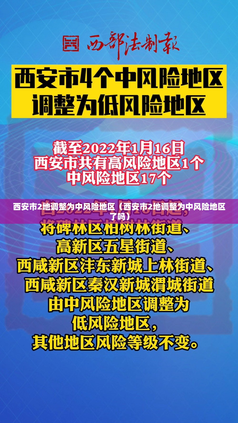 西安市2地调整为中风险地区(西安市2地调整为中风险地区了吗) 西安市2地调整为中风险地区(西安市2地调整为中风险地区了吗)