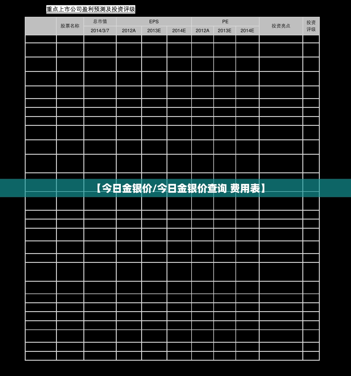 【今日金银价/今日金银价查询 费用表】