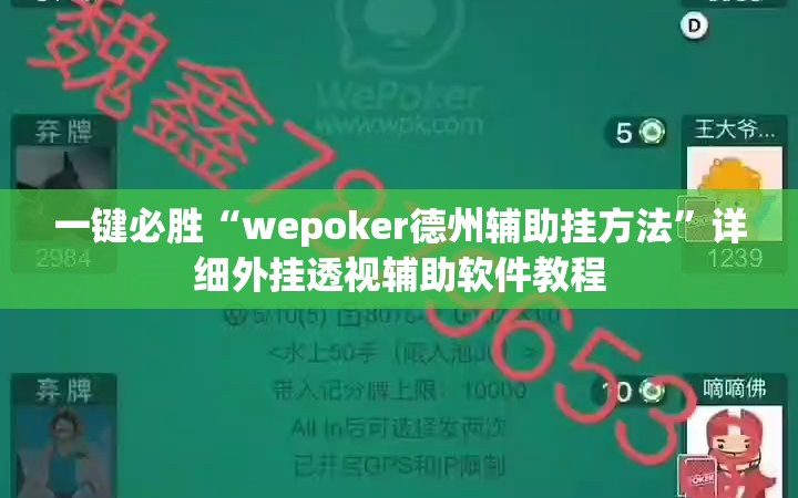 一键必胜“wepoker德州辅助挂方法”详细外挂透视辅助软件教程